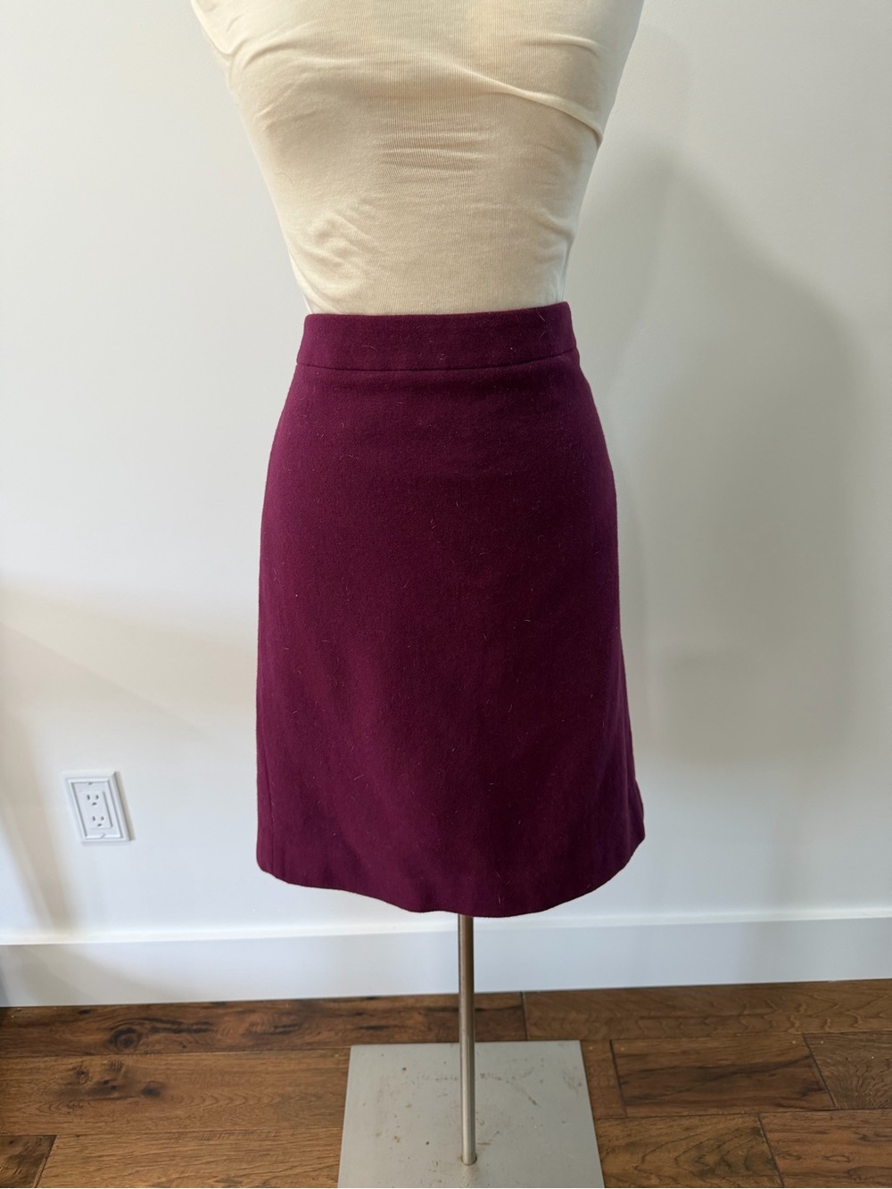 JCrew Maroon Wool Pencil Skirt